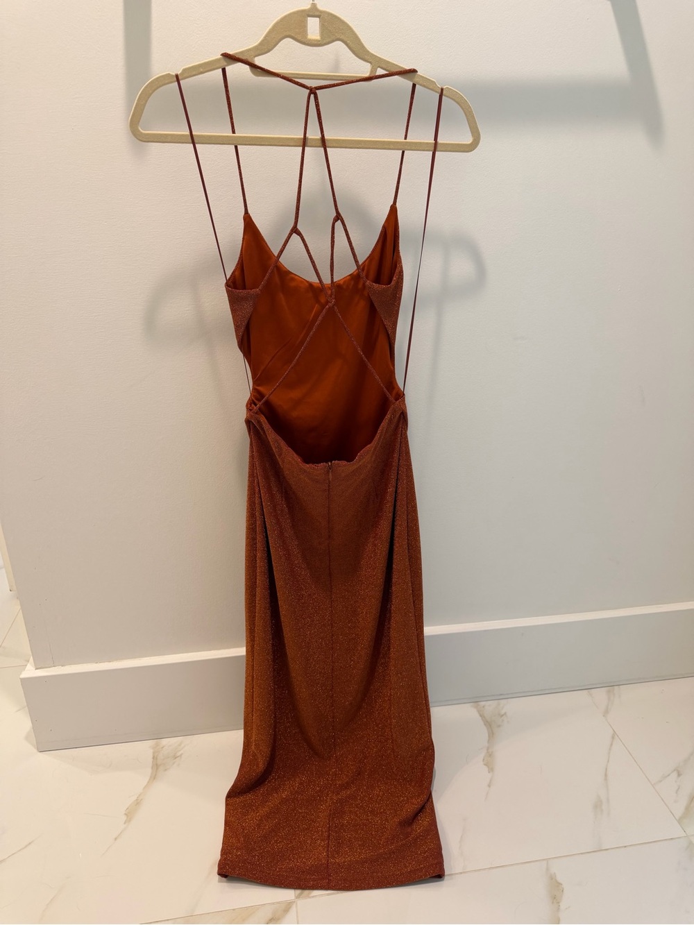 Misha Rust Shimmer Midi Dress